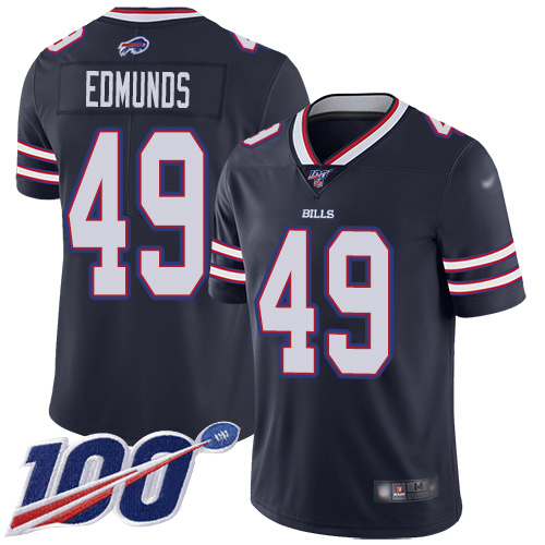 Men Buffalo Bills #49 Tremaine Edmunds Limited Navy Blue Inverted Legend 100th Season NFL Jersey->buffalo bills->NFL Jersey
